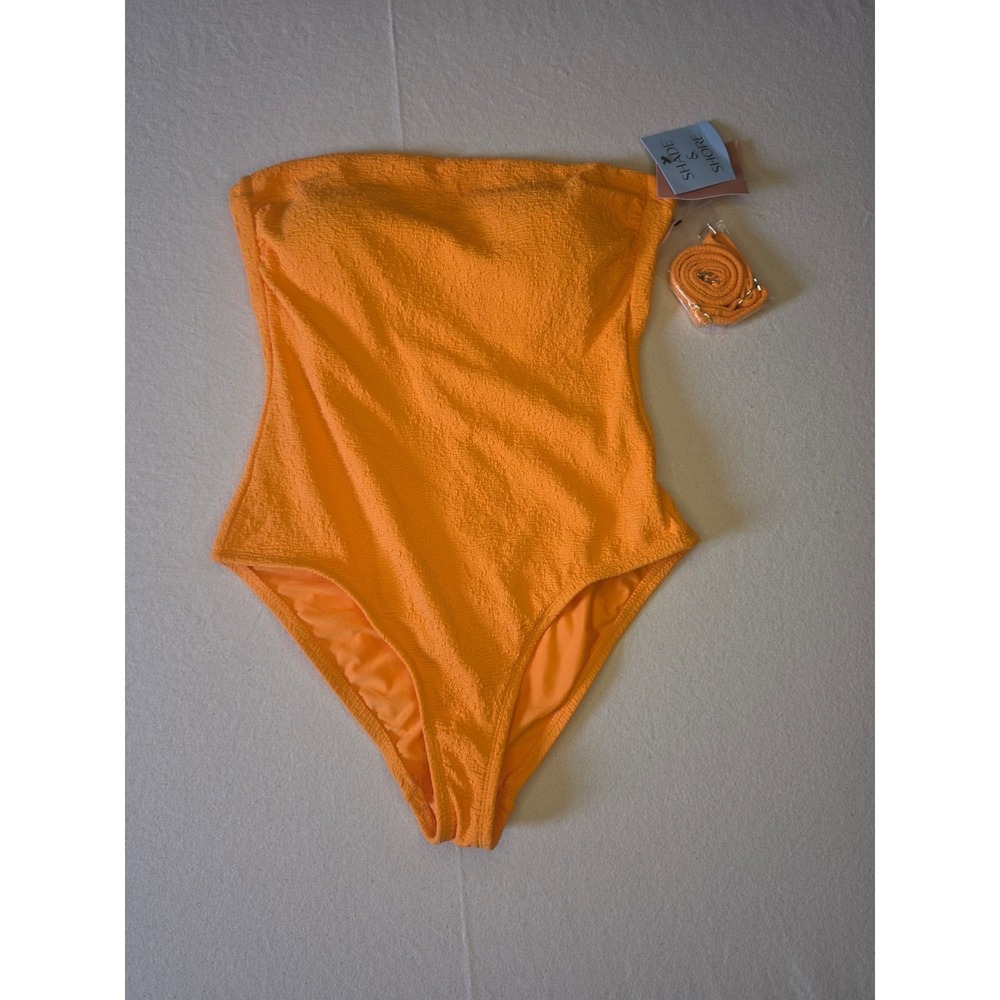 Shade & Shore Bandeau One Piece‎ Swimsuit Orange Small NWT